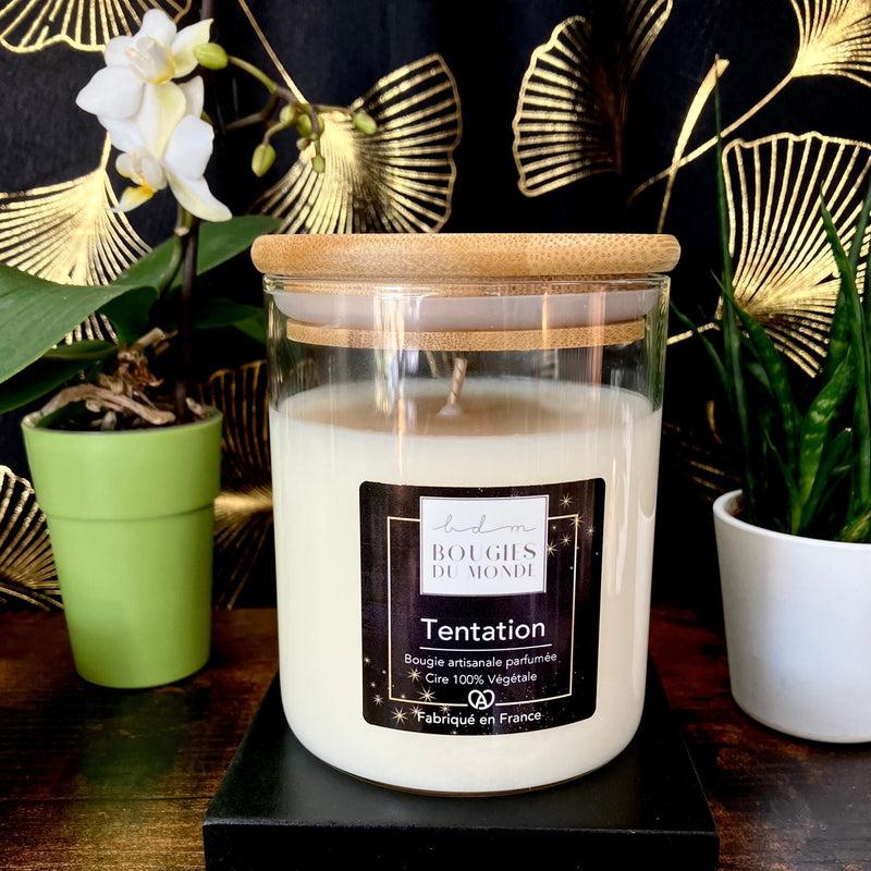 Bougie parfumée Tentation ( Cerise - Coco - Musc)