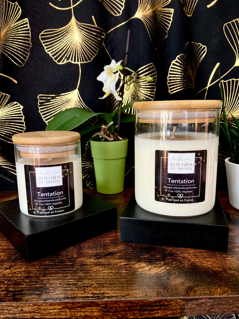 Bougie parfumée Tentation ( Cerise - Coco - Musc)