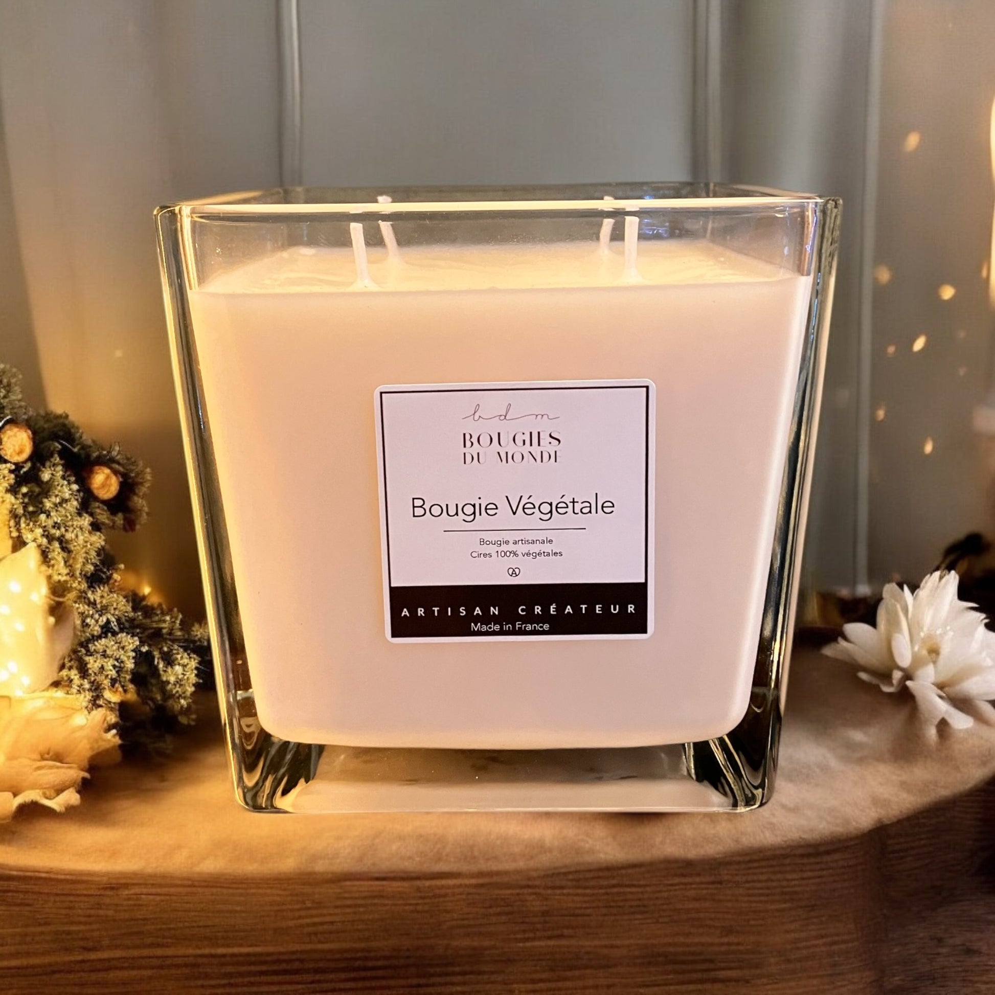 Grande bougie végétale parfumée 4 mèches - Bougies du Monde