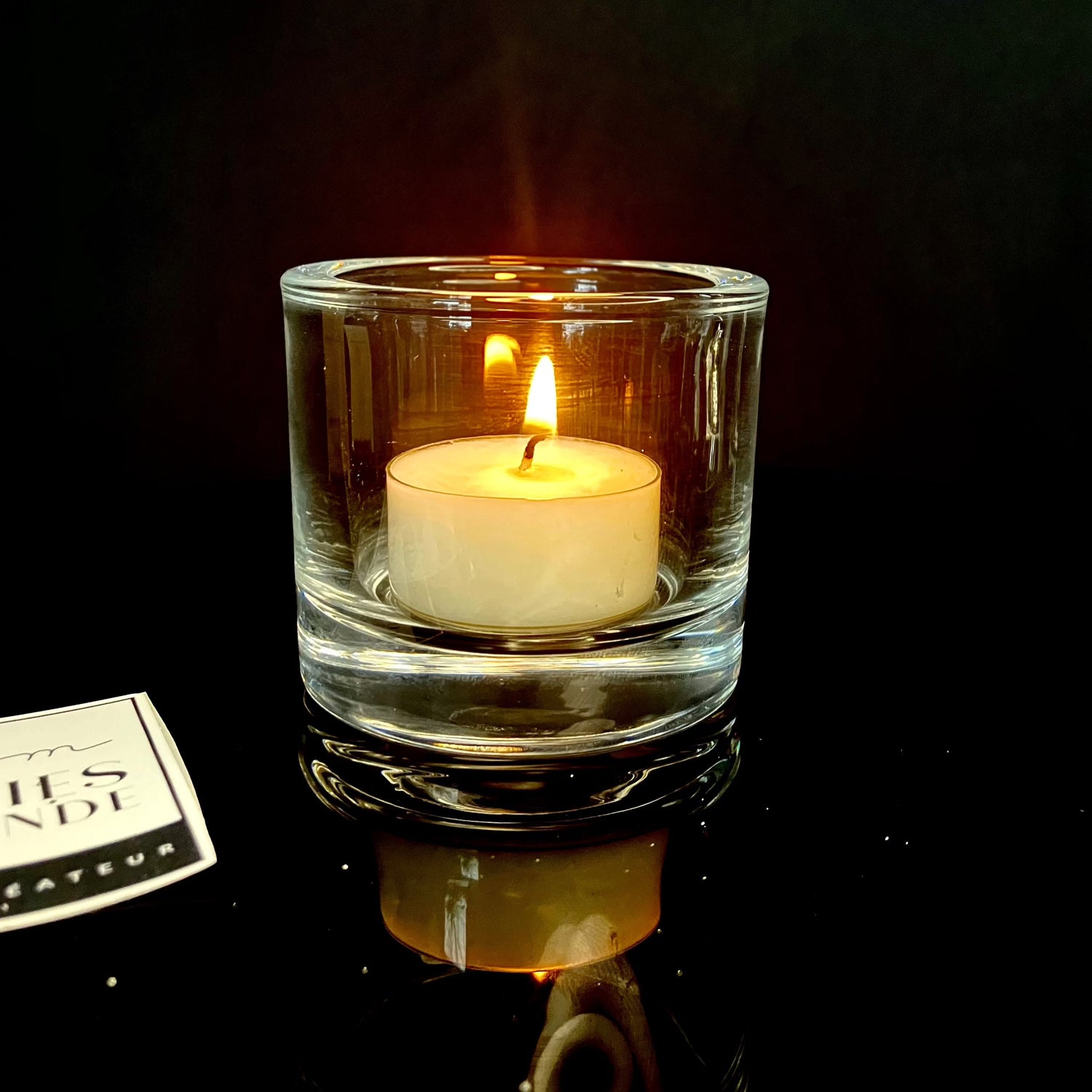Lot petit photophore en verre + Boîte de 16 bougies réchauds sans parfum