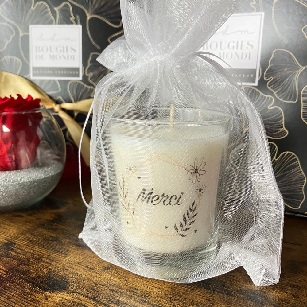 Bougie personnalisée - Message Merci