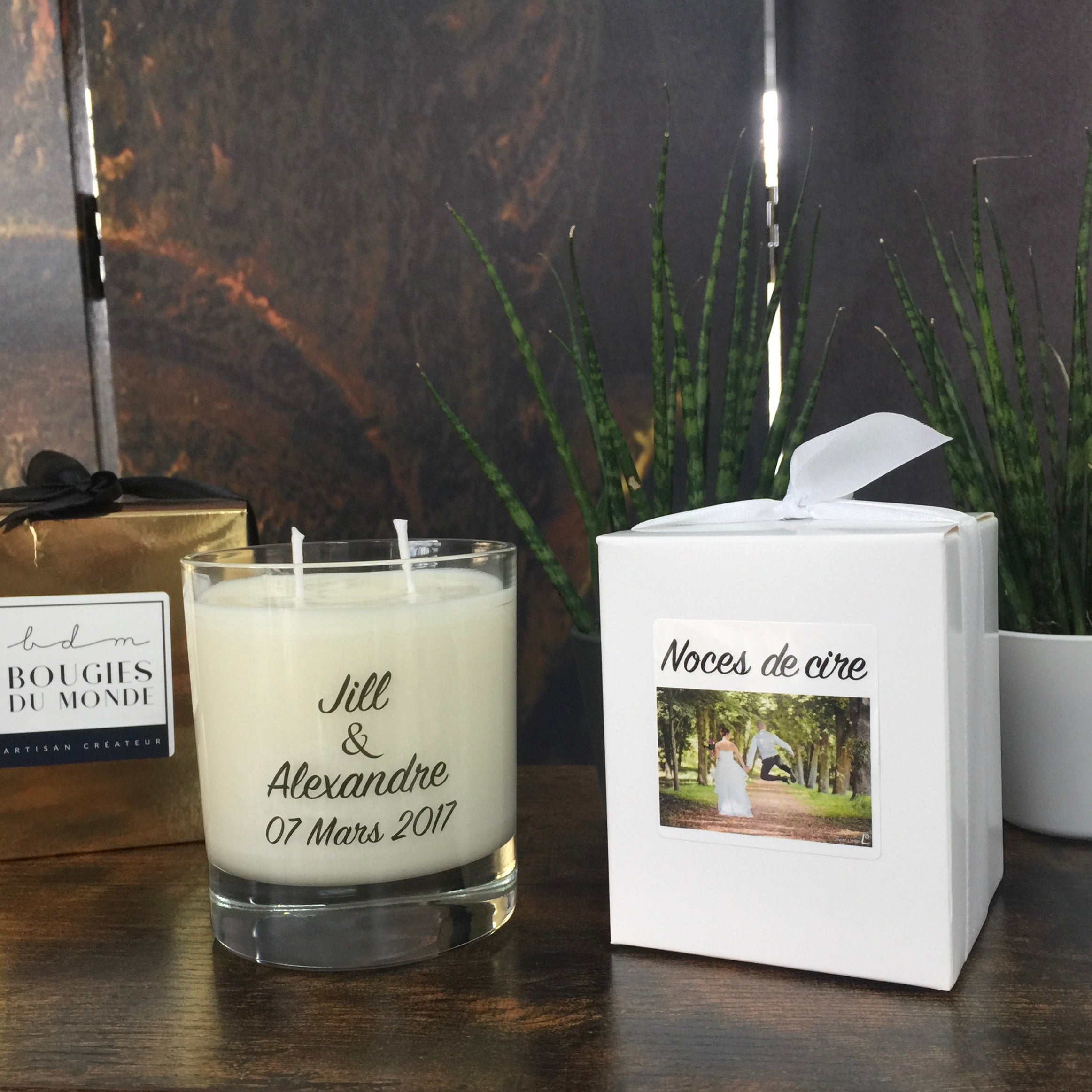 Bougies naturelles parfumées personnalisées Mariage