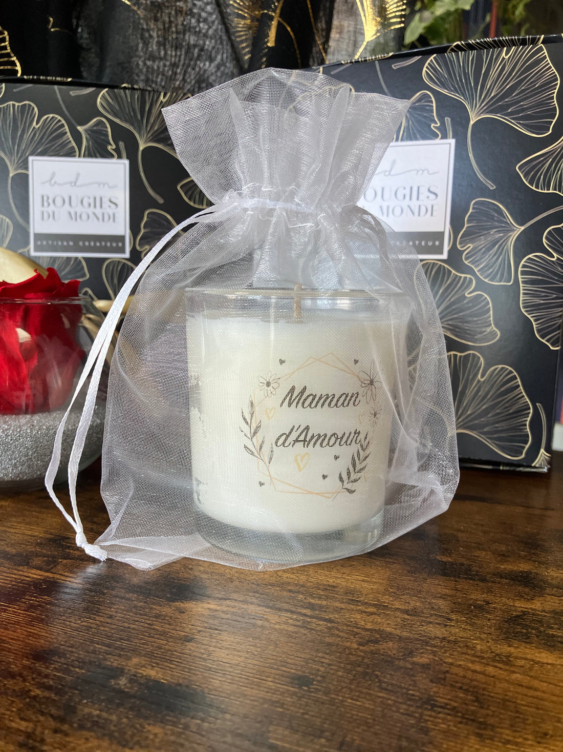 Bougie Personnalisée Pour Maman – Porte-Bougie En Bois Gravé Avec Prénom – Cadeau Idéal Fête Des Mères, Noël Ou Anniversaire (Modèle 65)