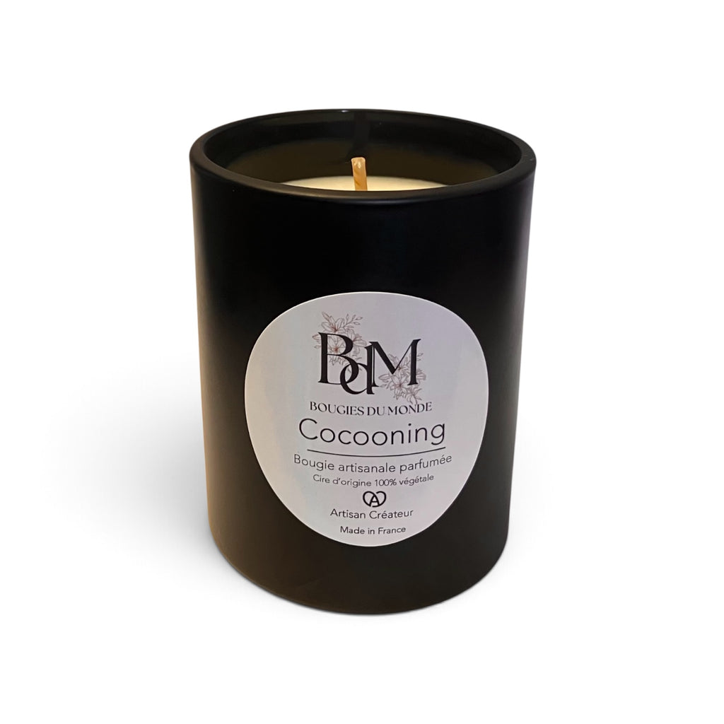 Bougie artisanale française parfum cocooning de Bougies du Monde