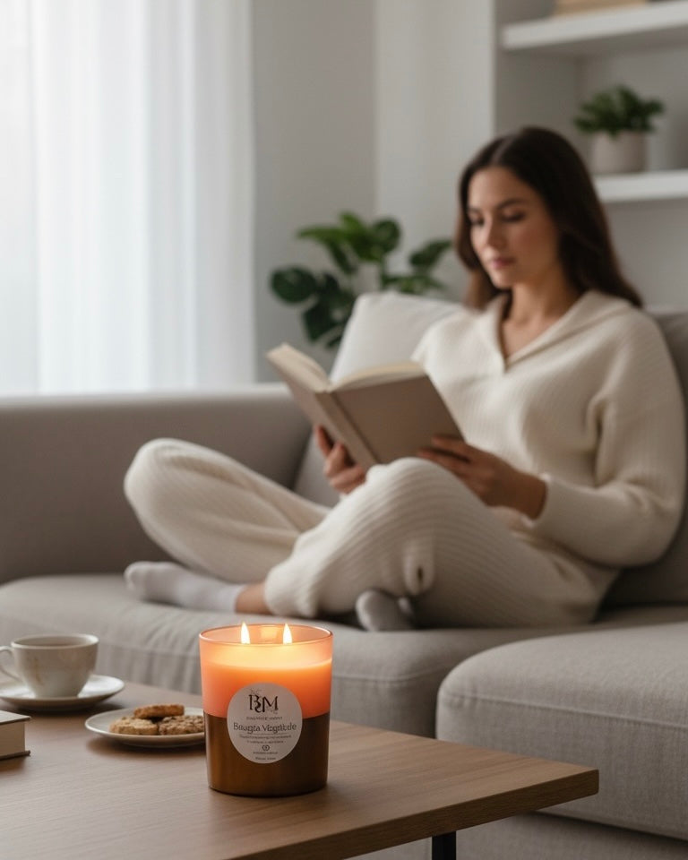 Bougie végétale naturelle sans parfum 2 mèches - Rose et Or