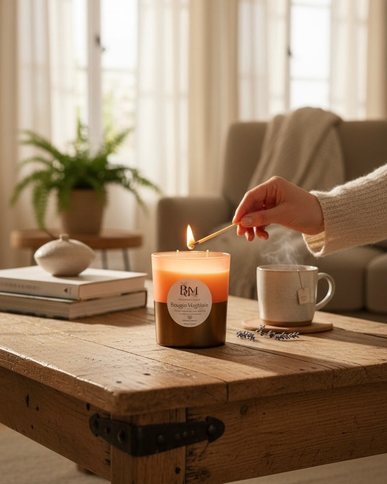 Bougie végétale naturelle sans parfum 2 mèches - Rose et Or