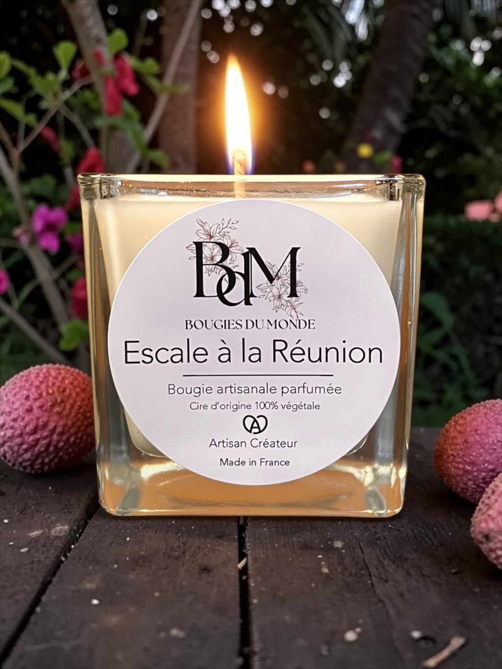 bougie parfumée  Escale à la réunion parfum fruité hesperidé de Bougies du Monde