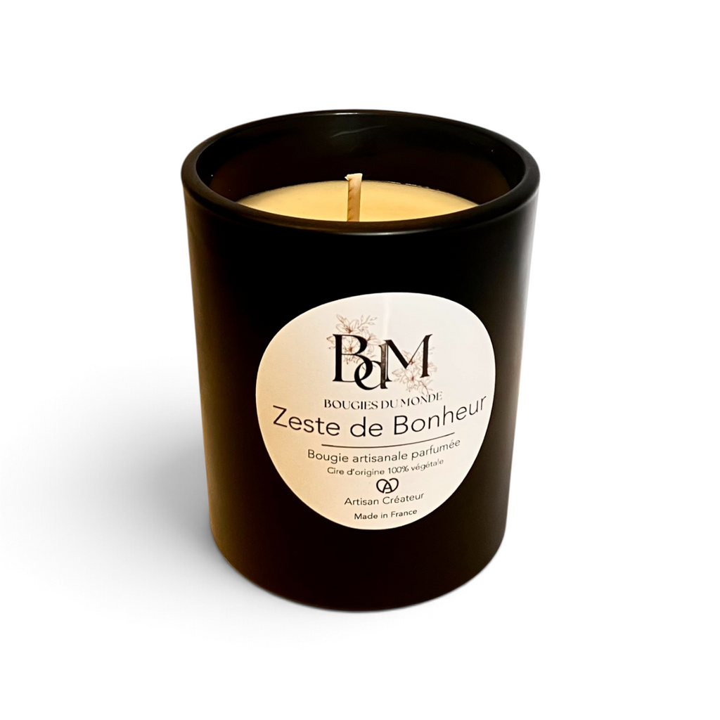 Bougie parfumée au parfum d'argrumes -Zeste de Bonheur de Bougies du Monde