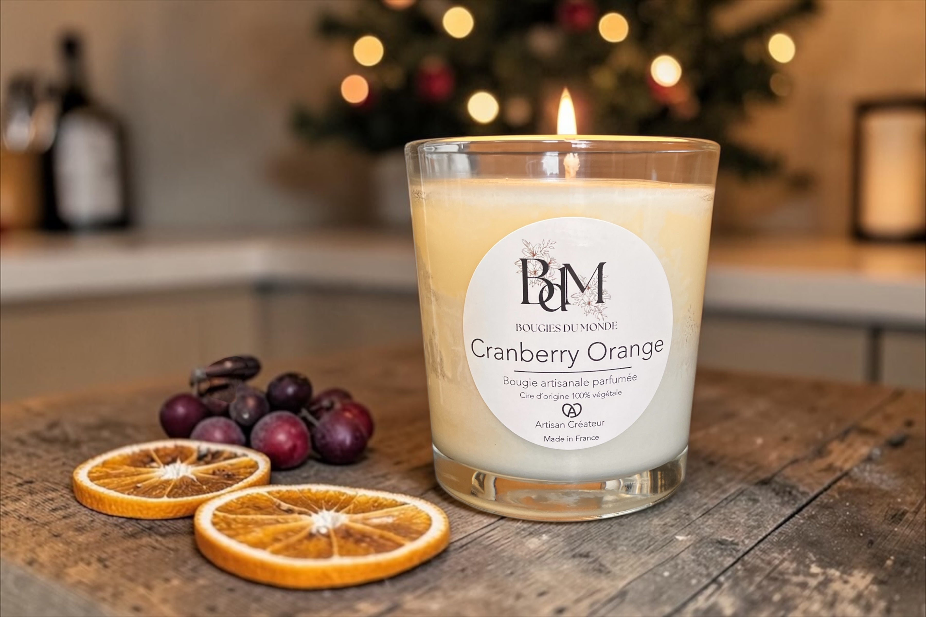 Bougie végétale parfumée cranberry oange - Bougies du Monde