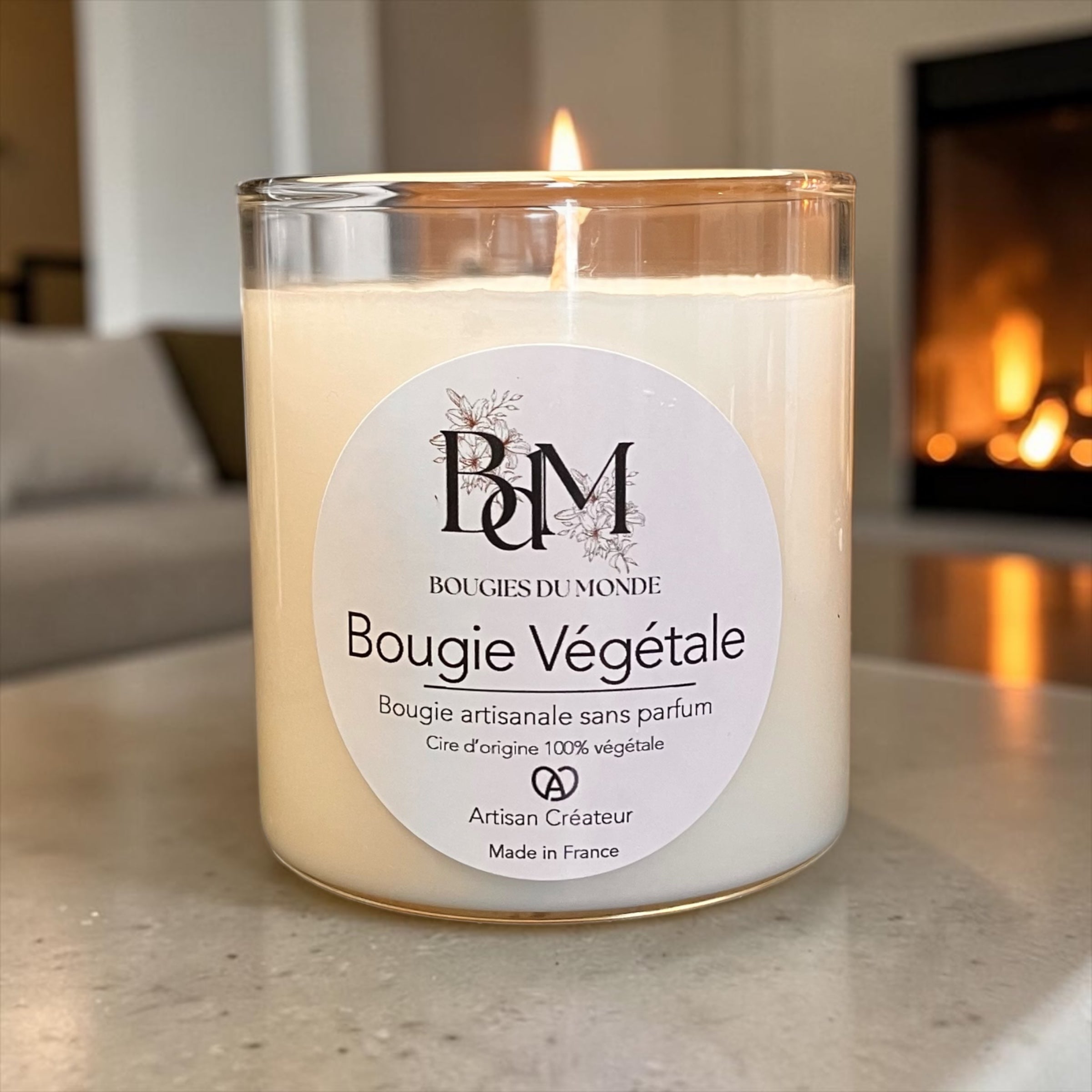 bougie végétale naturelle sans parfum fabriquée en France