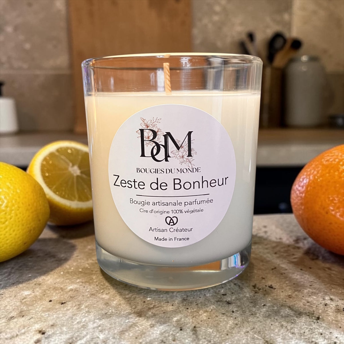 Bougie zeste de bonheur - agrumes - citron pamplemousse nérolie - Bougies du Monde
