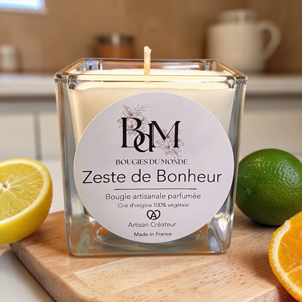 Bougie zeste de bonheur - agrumes - citron pamplemousse nérolie - Bougies du Monde