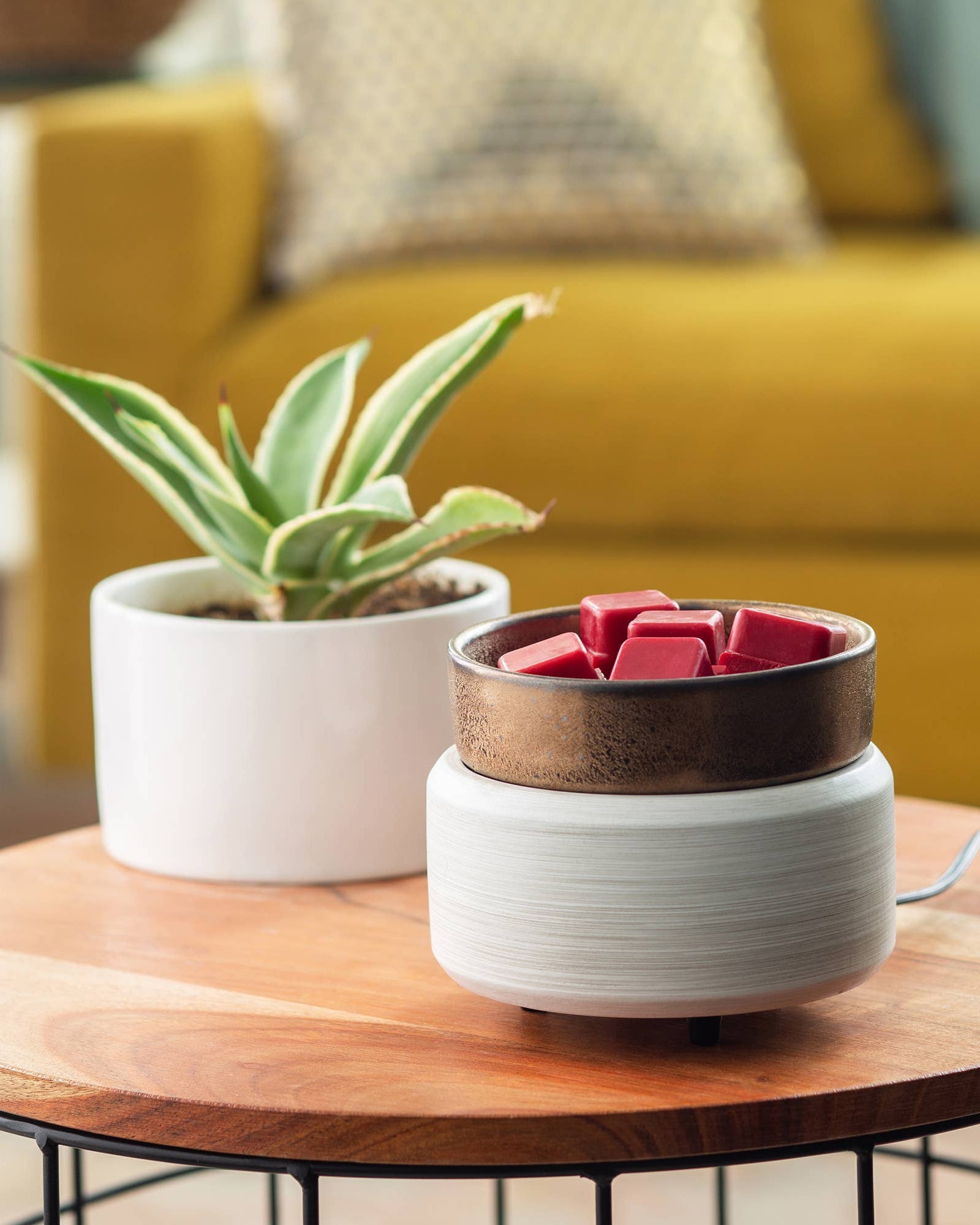 Brûle-parfum électrique, 2 en 1, bronze et blanc