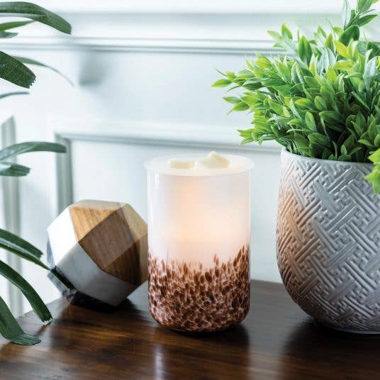 Lampe électrique parfumée en verre Brun et blanc