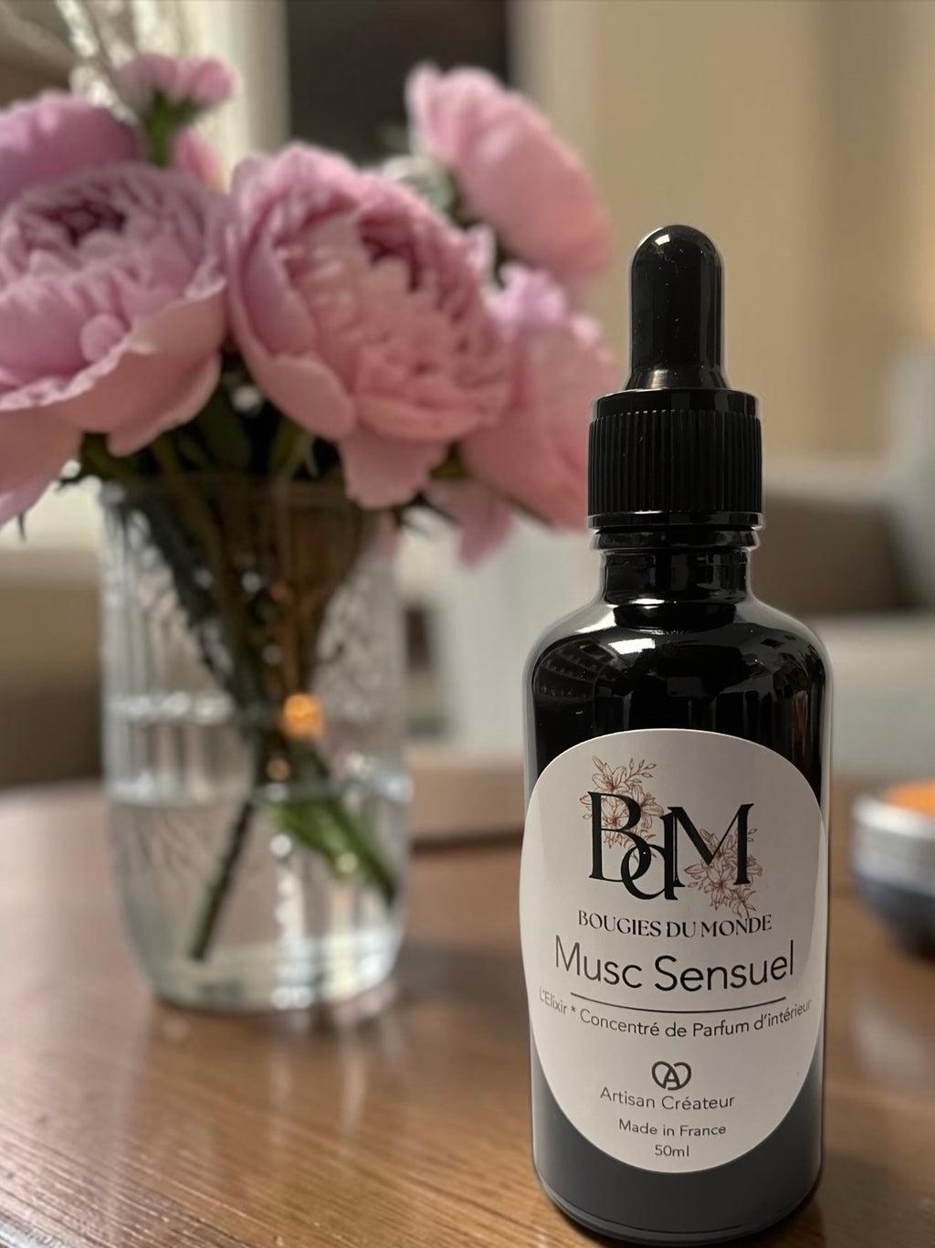 concentré de parfum - élixir - fondant liquide - fiol de diffusion - musc sensuel - Bougies du Monde -  50ml 