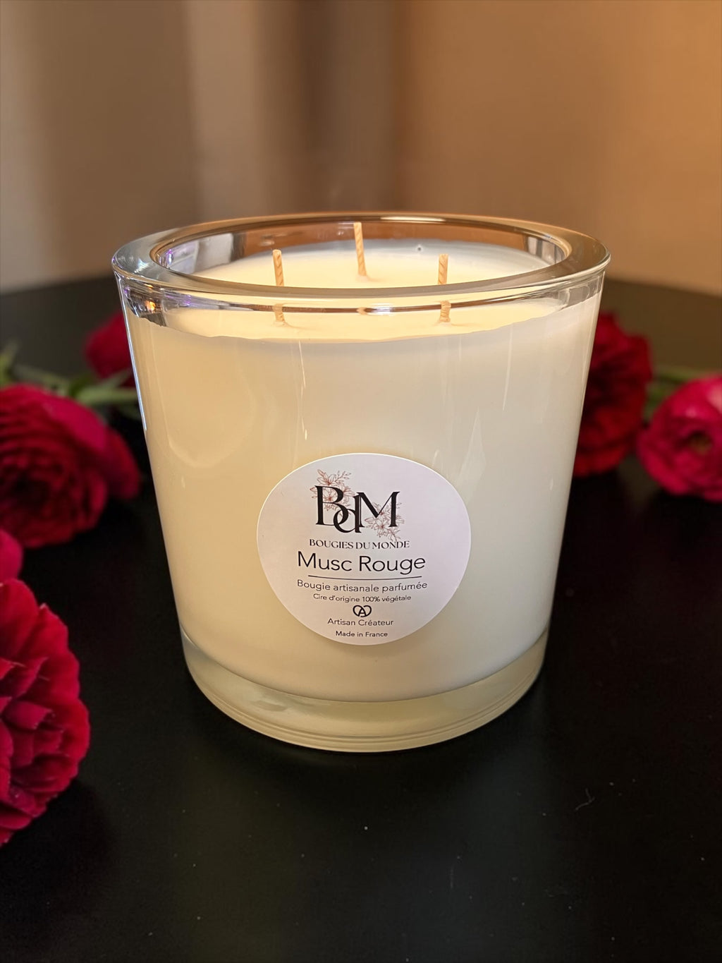 Grande-Bougie-de-luxe-parfum-musc-cerise- Bougies du Monde
