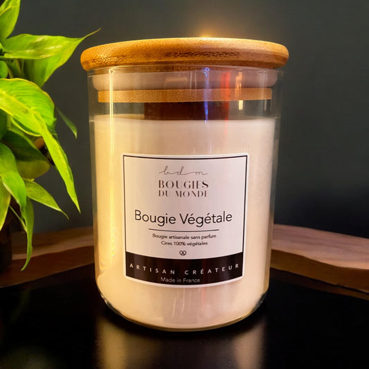 Bougie végétale sans parfum - Mèche Bois - Verre 450ml