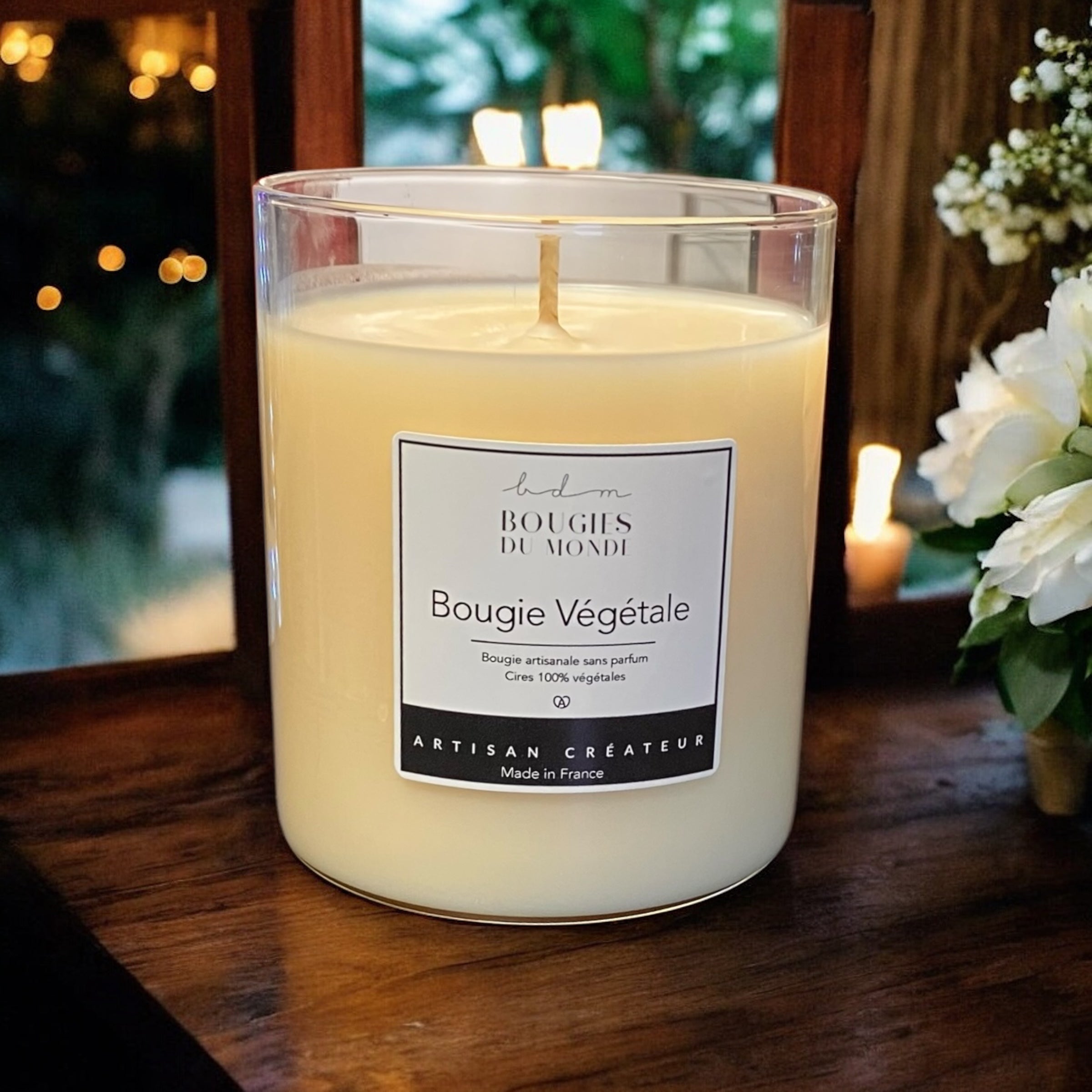 Bougie végétale naturelle sans parfum 1 mèche - Bocal 450ml