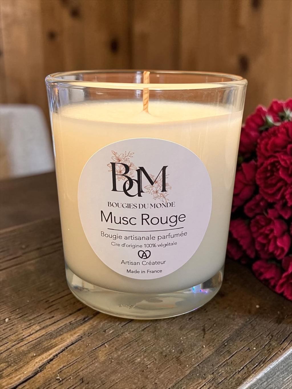 Bougie végétale parfumée Musc rouge cerise - 230Ml - Bougies du Monde