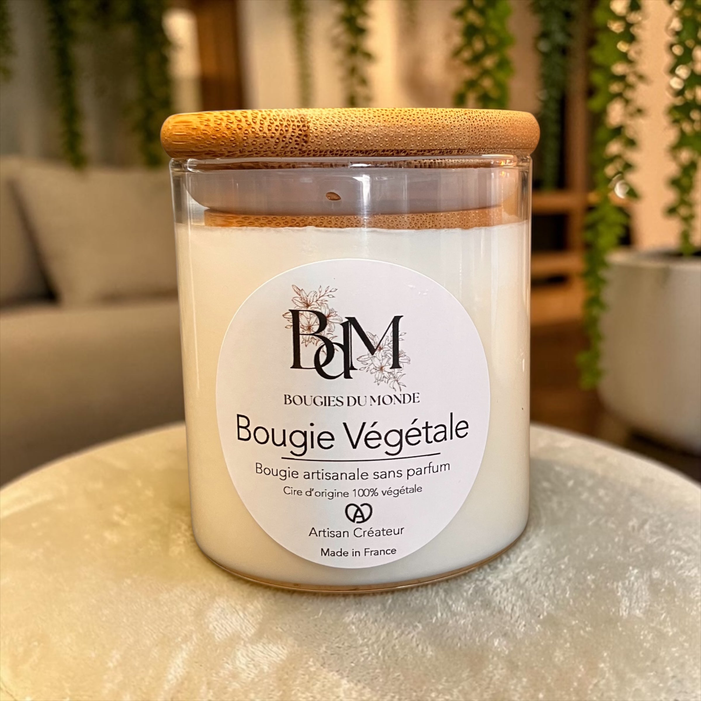 bougie végétale naturelle sans parfum ambiance douce et cocooning