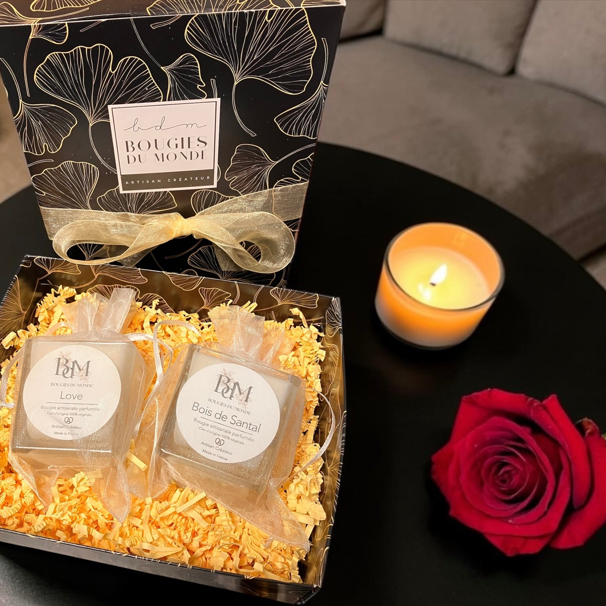 Coffret cadeau 2 bougies végétales parfumées - Bougies du Monde
