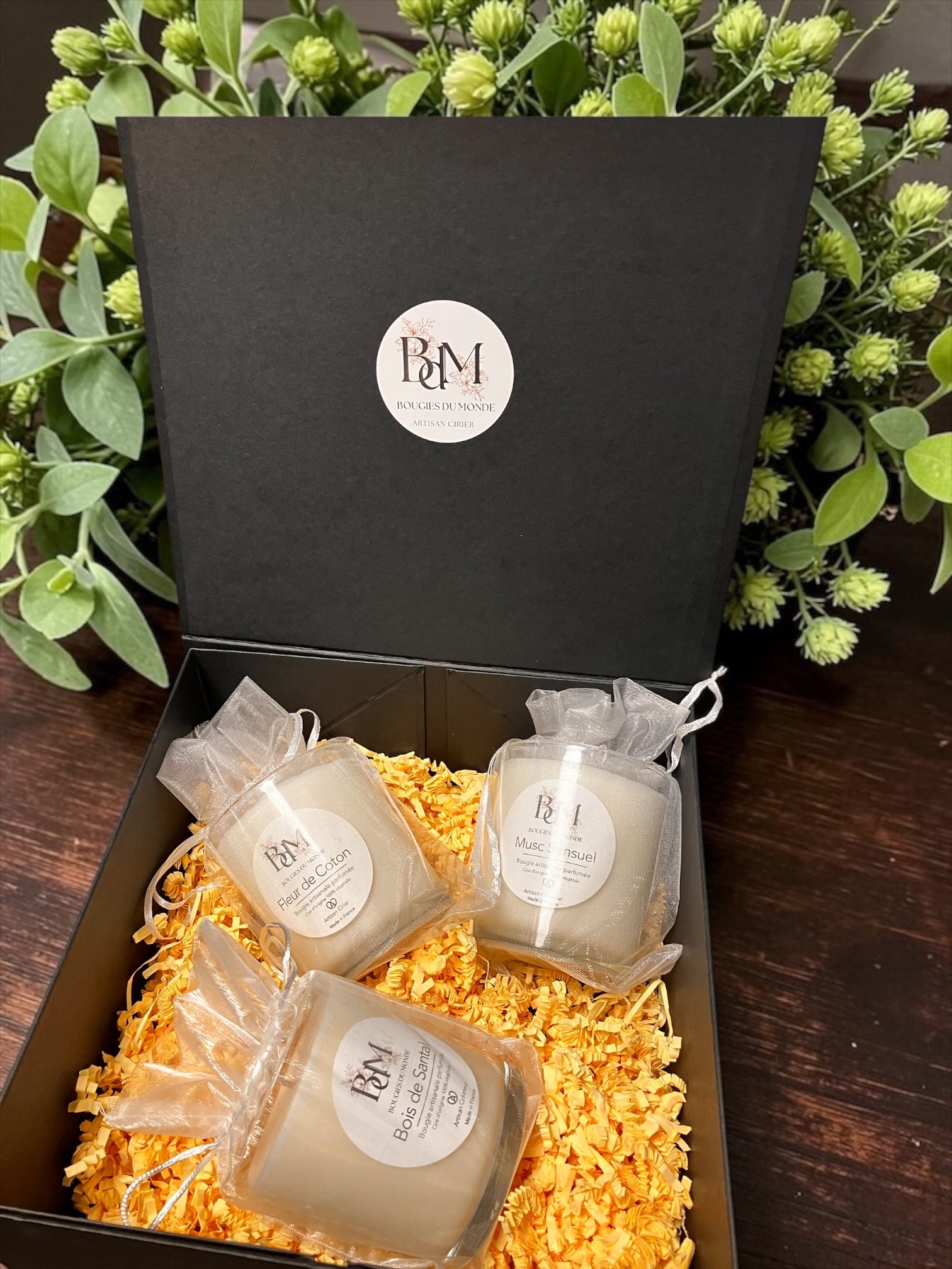 Coffret cdeau 3 bougies végétales parfumées - Bougies du Monde