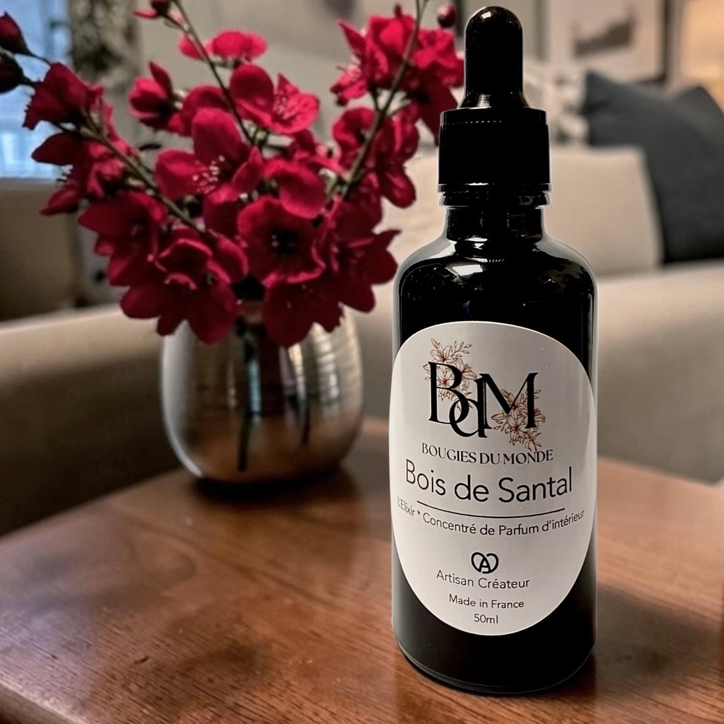 concentré de parfum - Elixir - fiol de diffusion - fondant liquide -bois de santal