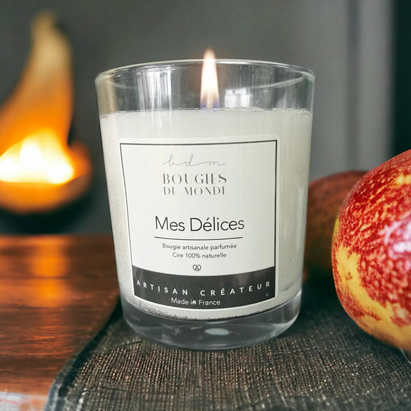 Bougie végétale parfumée Mes délices pomme poire cannelle 