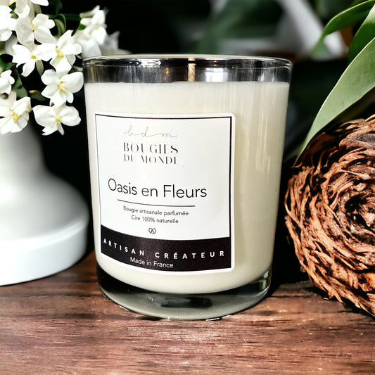 Bougie parfumée Oasis en Fleurs ( Frangipanier Jasmin )