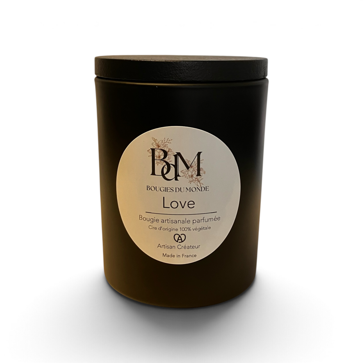 bougie végétale parfumée Love - prune -rose - cerise - patchouli - 150g - Bougies du Monde