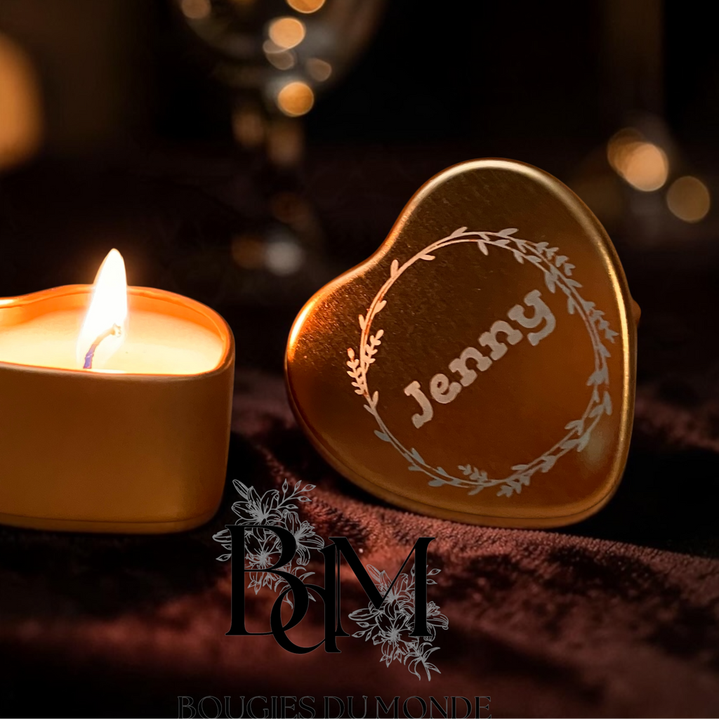 Bougie gravée personnalisée -  noël - mariage - anniversaire - prénom -cadeaux entreprises - mots doux -Bougies du Monde
