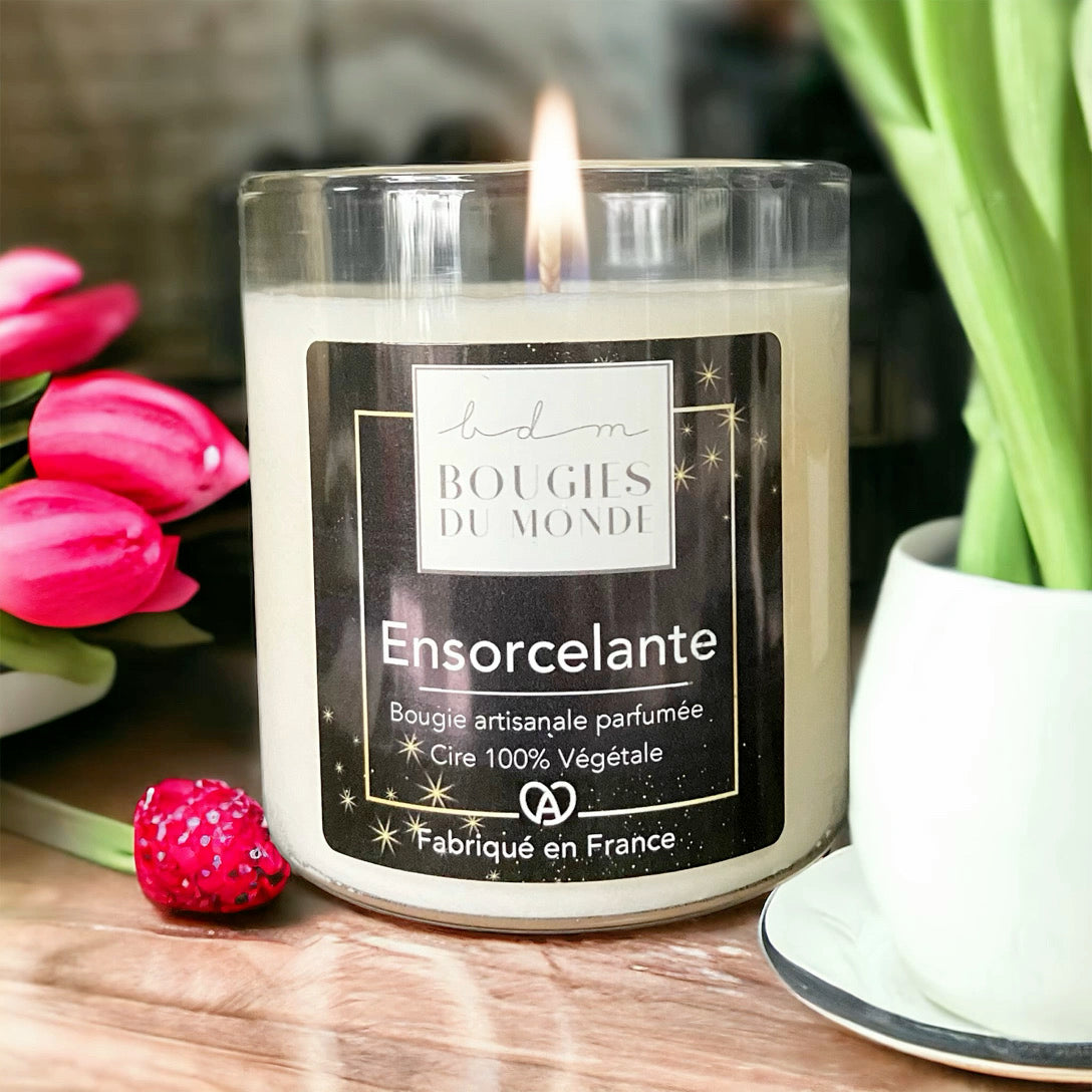 Bougie parfumée ensorcelante tulipe framboise 