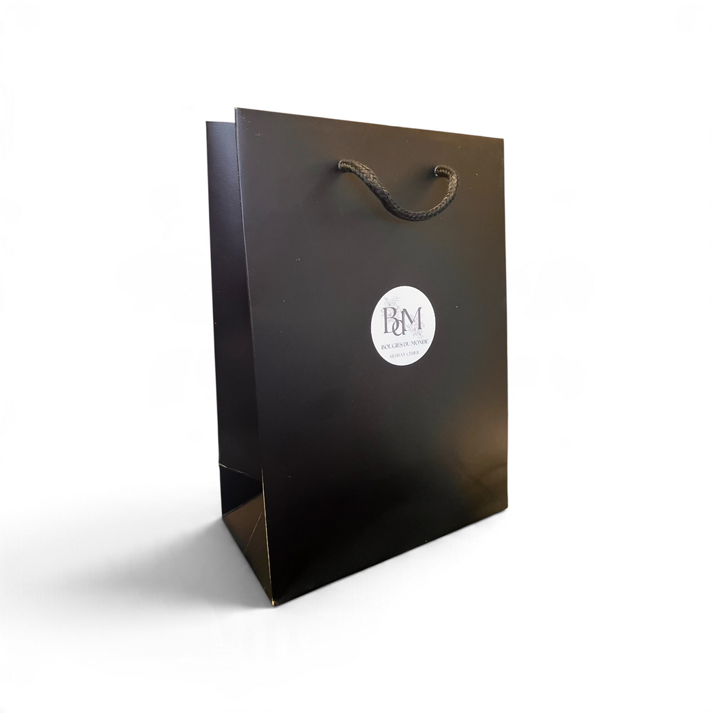 Sac cadeau noir mat à offrir - Bougies du monde