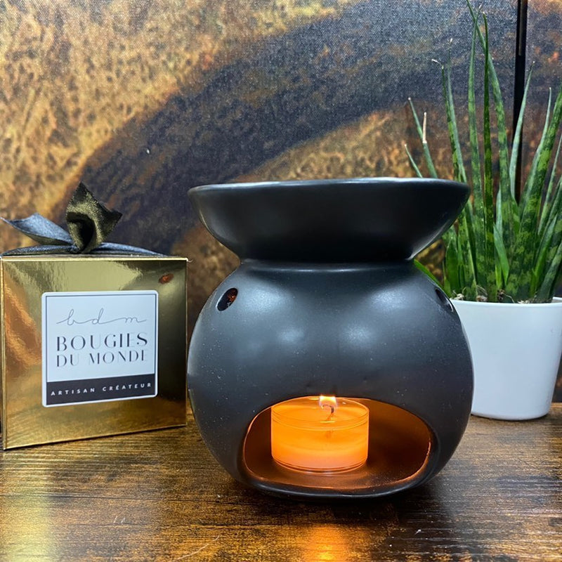 Brûle-parfum Brun noir taupe céramique