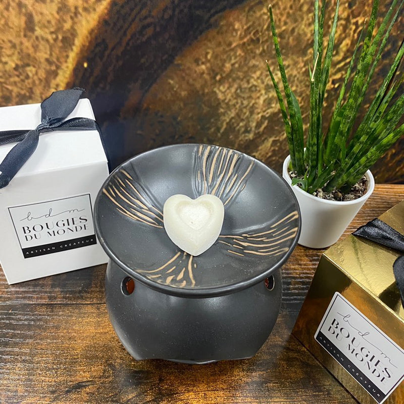 Brûle-parfum Brun noir taupe céramique
