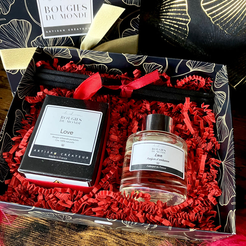 Coffret cadeau bougie parfumée & bouquet aromatique – Bougies du Monde